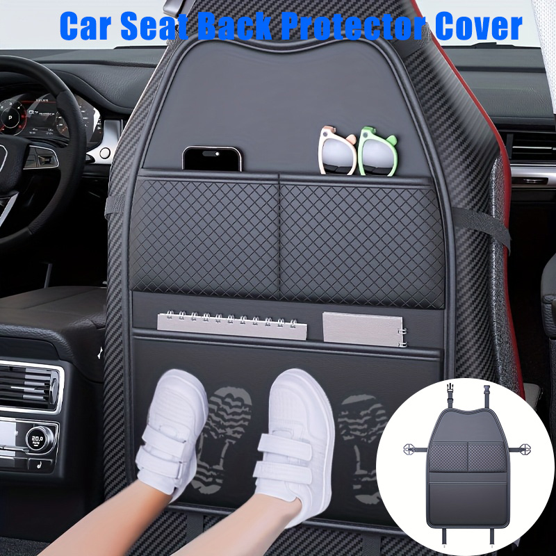 Tablet Accessories Must Have - 新型車用シート保護カバー 車用シートキックプルーフパッド ポケット付き PU製車用シートバック収納バッグ 多機能タブレットホルダー
