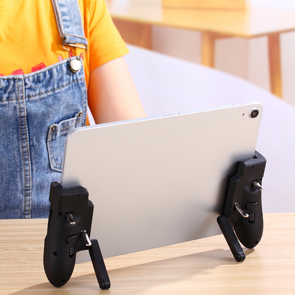 Tablet Pc Accessories - PUBGモバイルコントローラー用高品質6本指トリガーゲームパッドグリップ、左右発射ボタン、iPadタブレットFPSハンドル用ジョイスティック