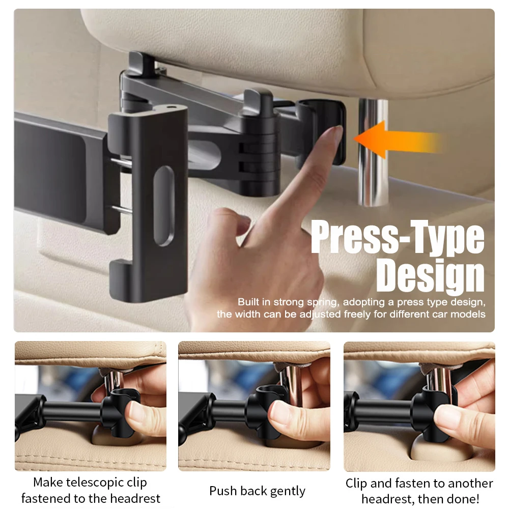 Tablet Accessories Must Have - 折りたたみ式車載電話ホルダー後部座席タブレットマウント子供用360度ヘッドレストタブレットサポートiPadインチ対応
