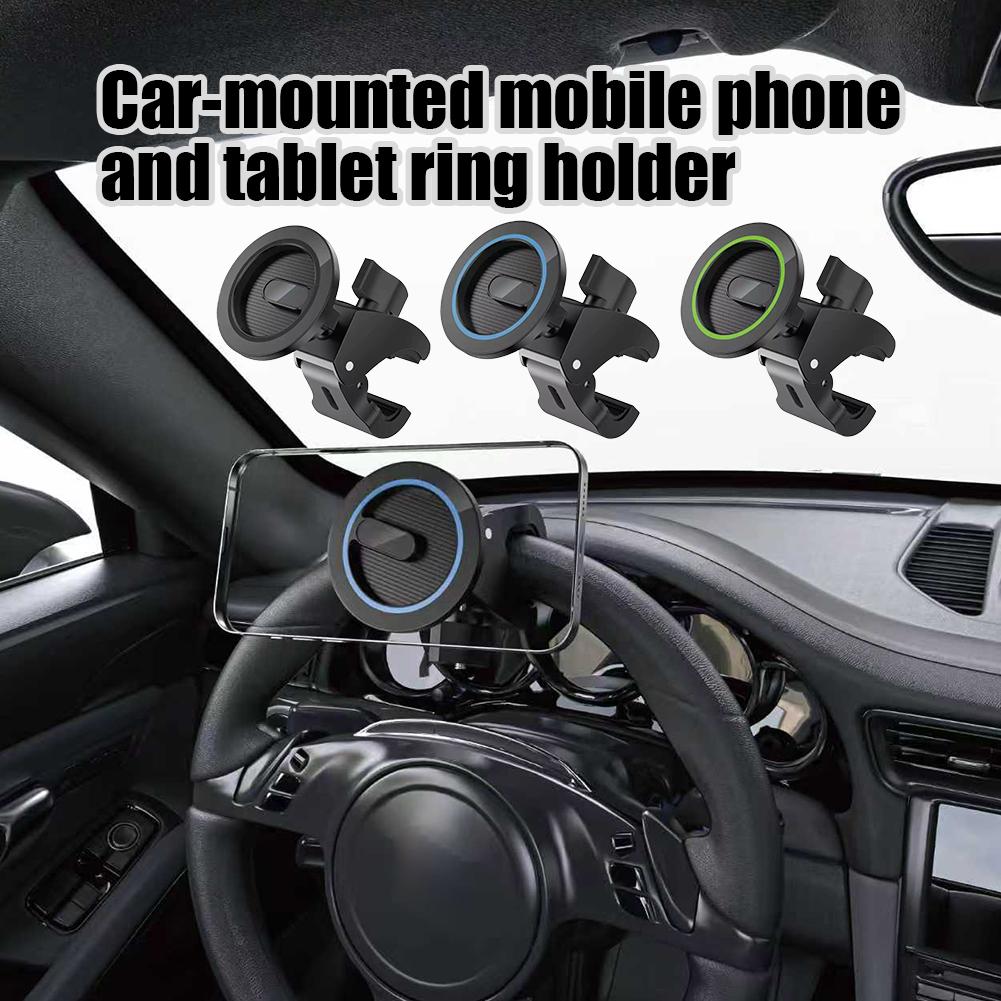 Tablet Accessories Must Have - ユニバーサル磁気自動車電話ホルダー MagSafe ステアリングホイールクリップスマートフォンスタンドタブレットリングクレードルライブストリーミングマウント