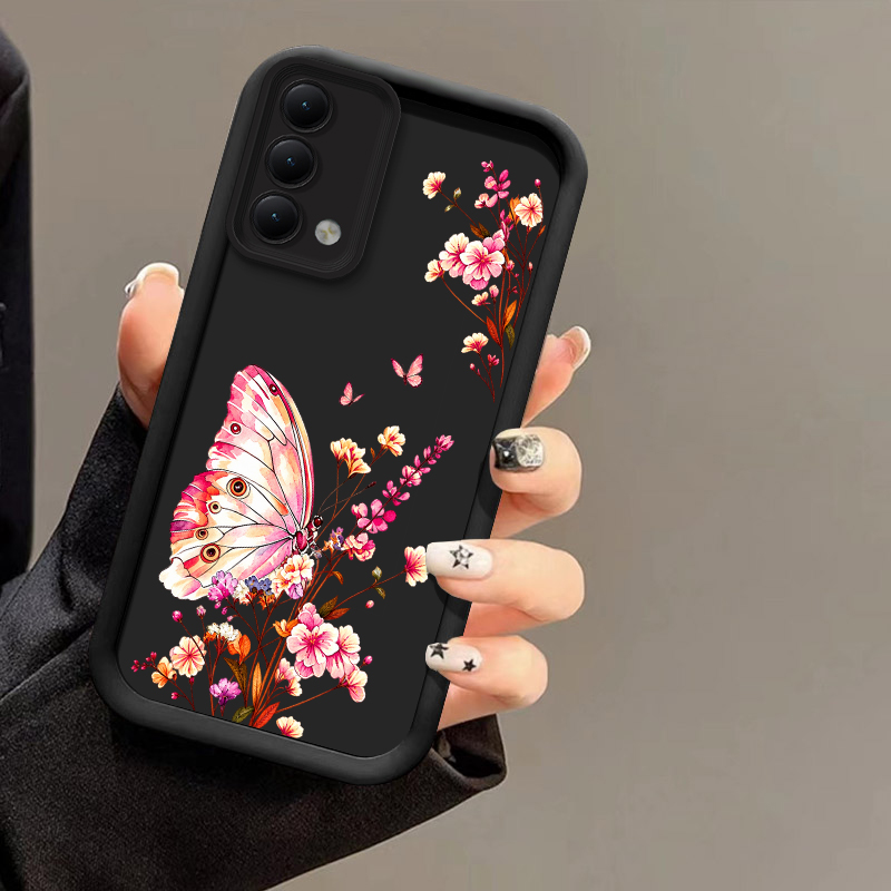 Oppo A78 - OPPO A94、A95、A92、A72、A79、A78、A77、A60、A96対応、蝶の模様がプリントされた、シリコン製の柔らかい耐衝撃背面カバー。
