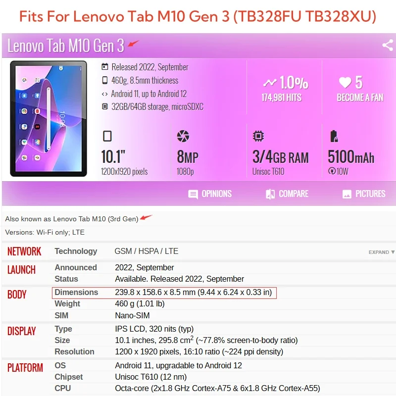Lenovo Tab M10 第3世代 10.1インチ ケー - Huawei Tablet Accessories のレビューと価格
