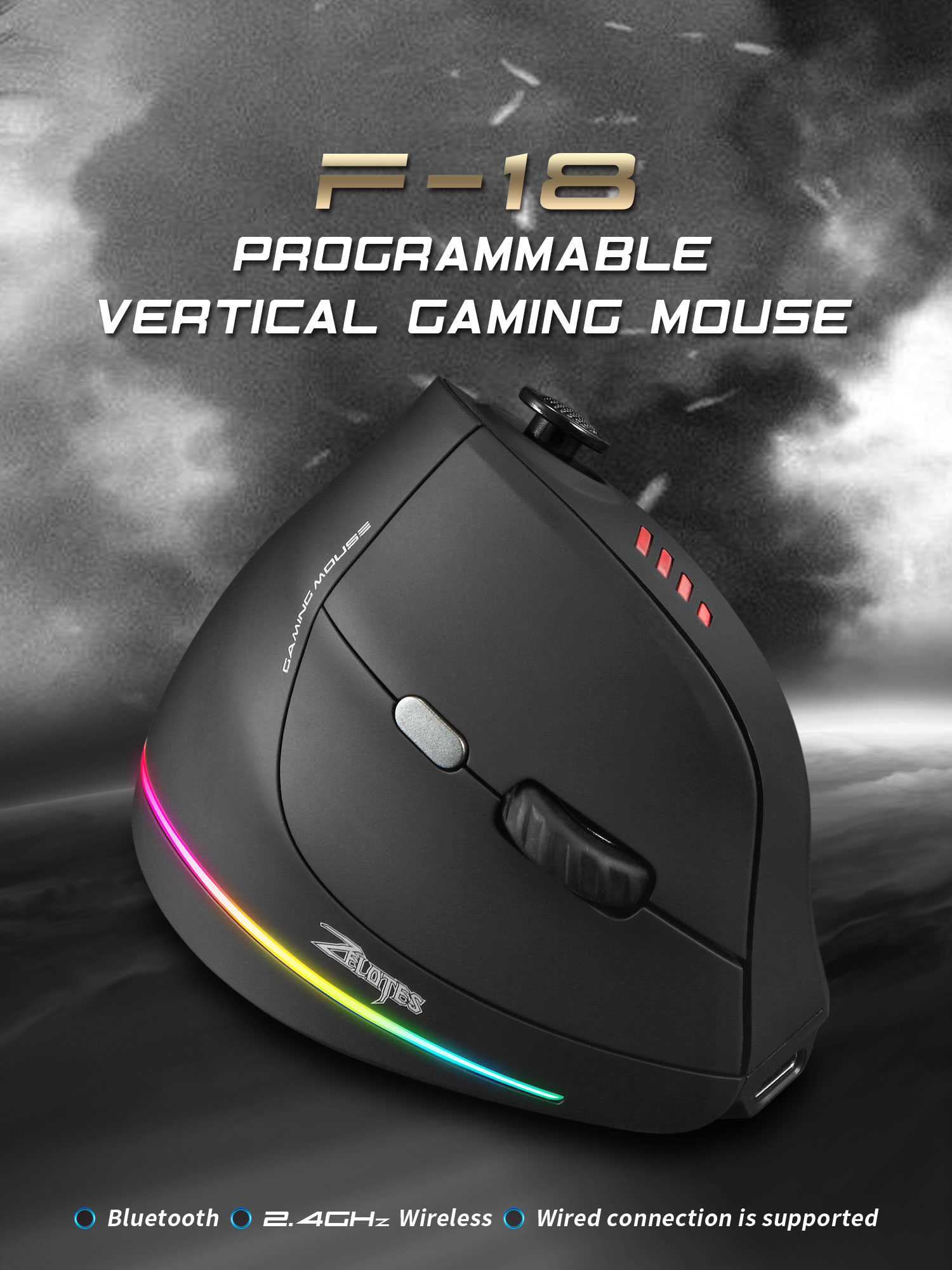 Jomaa RGB バックライト付きワイヤレス垂直マウスコン - Tablet Accessories For Gaming のレビューと価格